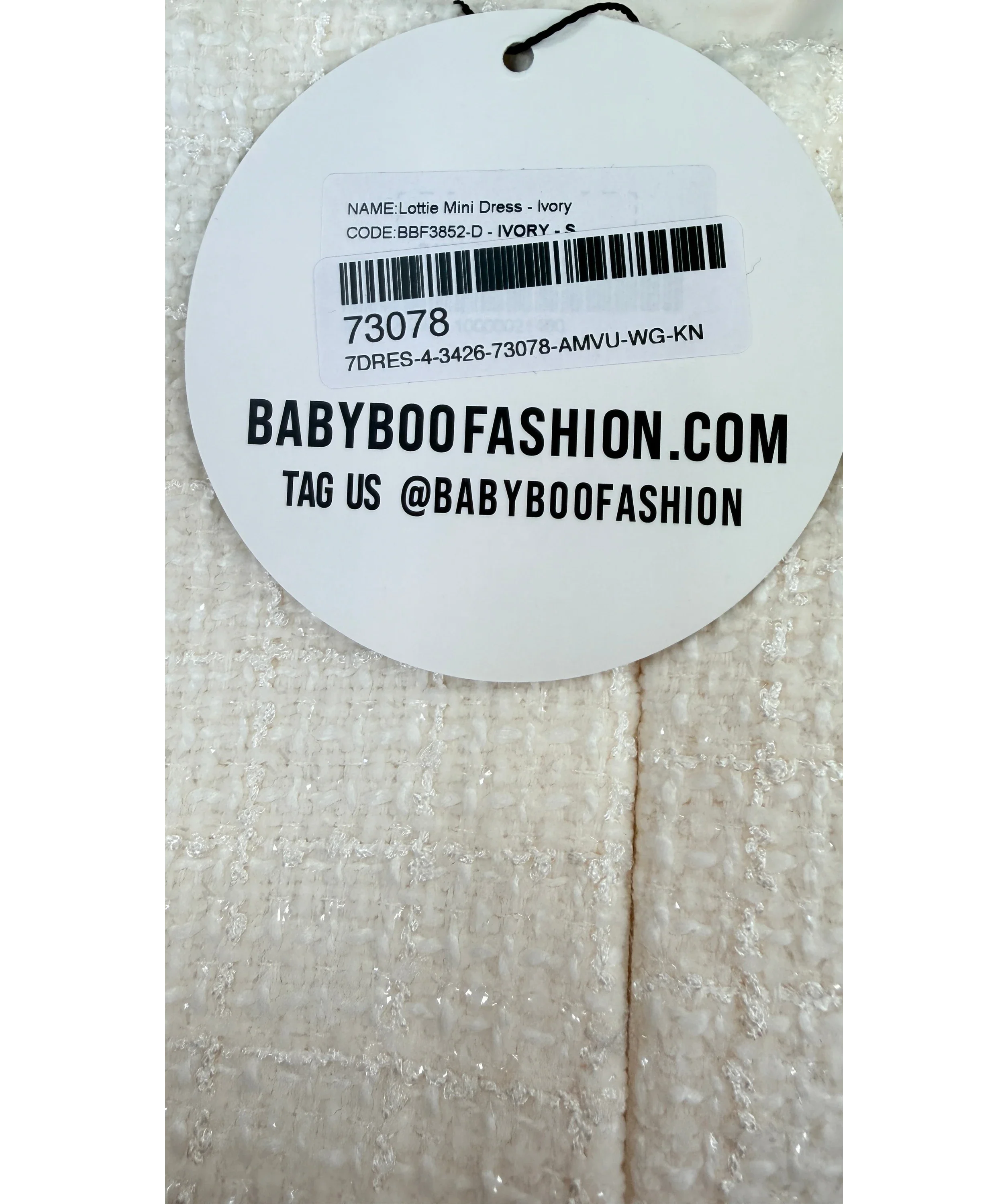 Babyboo Cream Lottie Ivory Mini Dress, size UK S — label