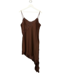 ZARA Brown Asymmetric Lace Dress ZW Collection Brown, size UK XL — front