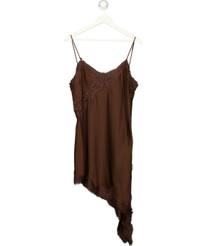 ZARA Asymmetric Lace Dress Zw Collection Brown UK XL