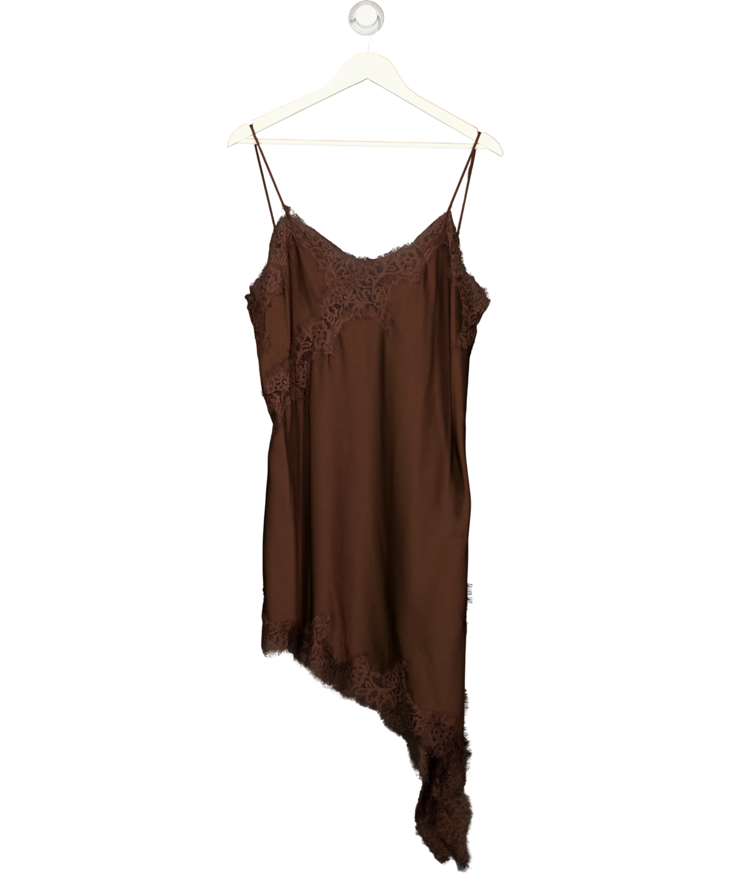 ZARA Brown Asymmetric Lace Dress ZW Collection Brown, size UK XL — front