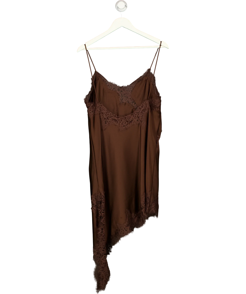 ZARA Brown Asymmetric Lace Dress ZW Collection Brown, size UK XL — back