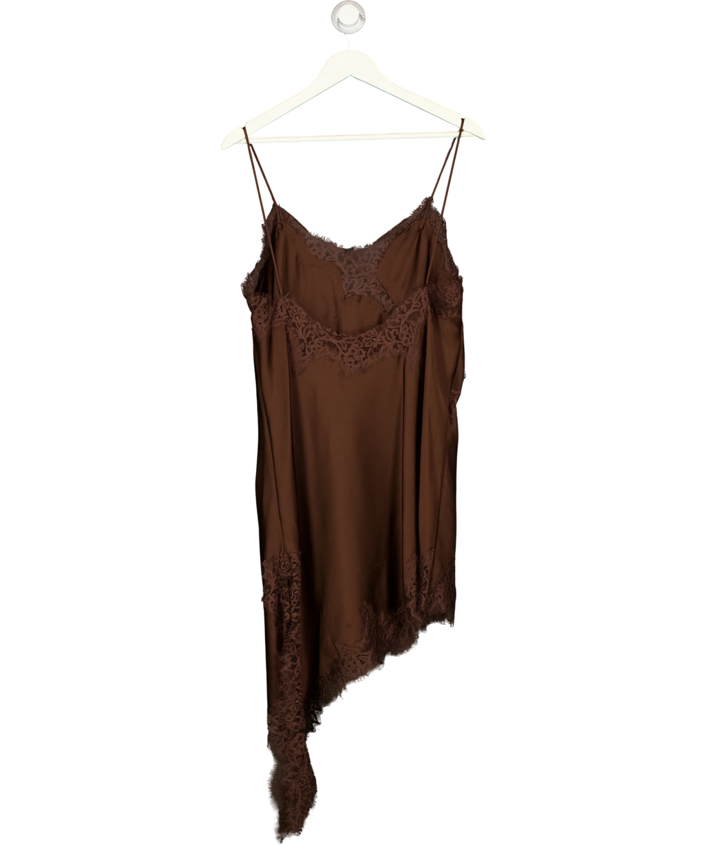 ZARA Brown Asymmetric Lace Dress ZW Collection Brown, size UK XL — back