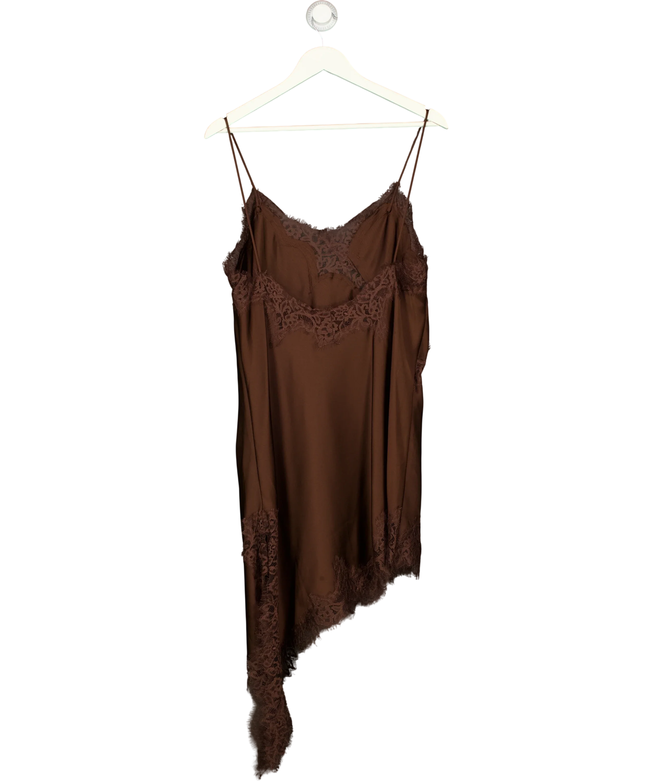 ZARA Brown Asymmetric Lace Dress ZW Collection Brown, size UK XL — back