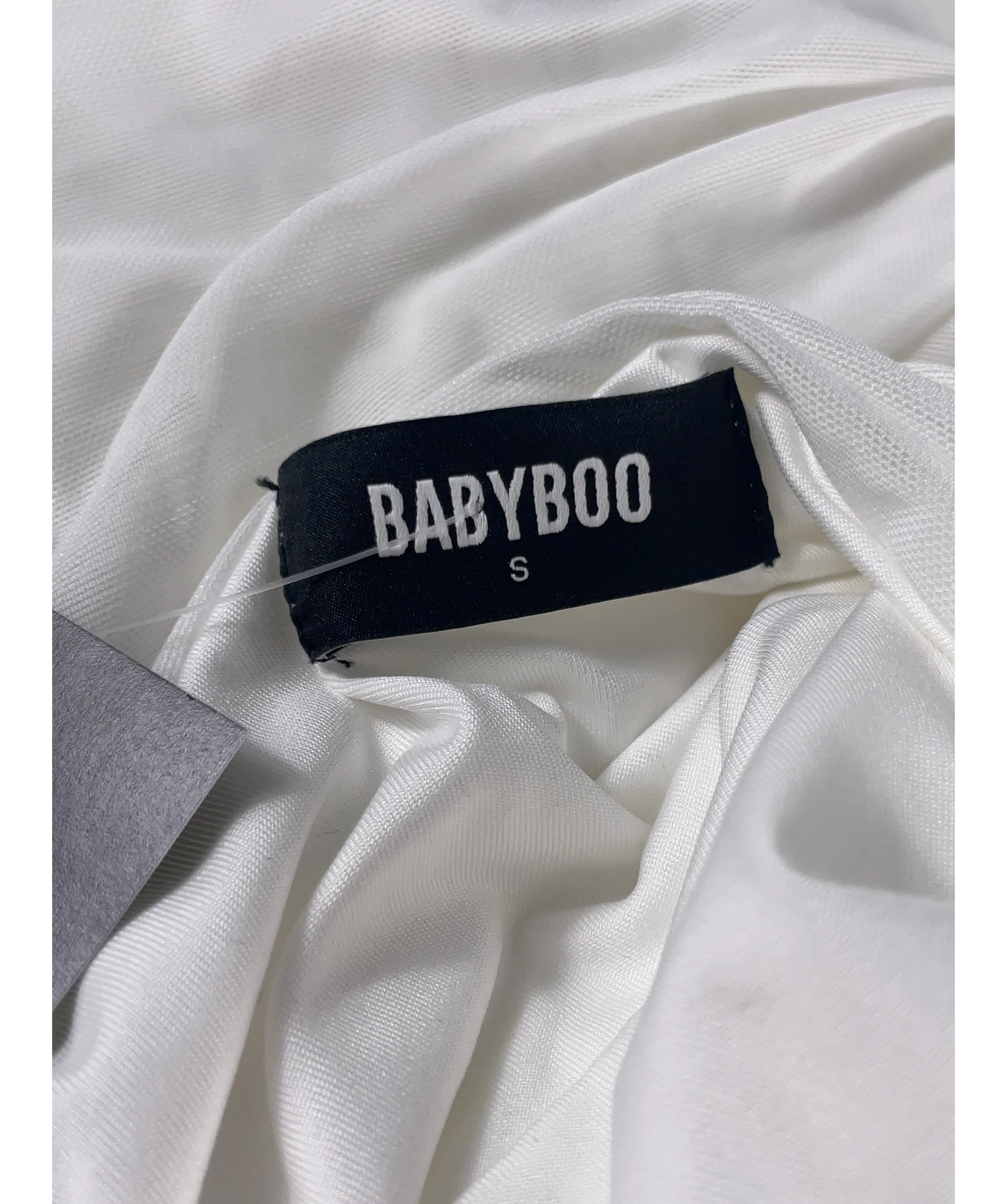 Babyboo White Mireya Mini Dress Ivory white, size UK S — detail