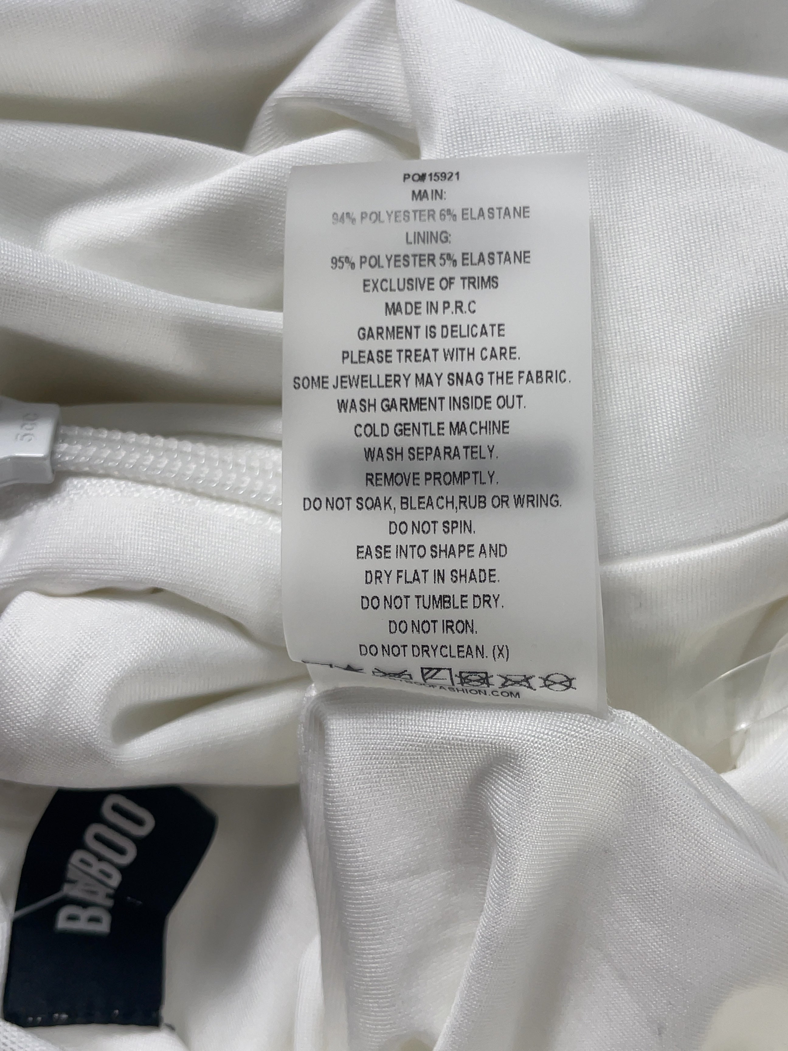 Babyboo White Mireya Mini Dress Ivory white, size UK S — care label