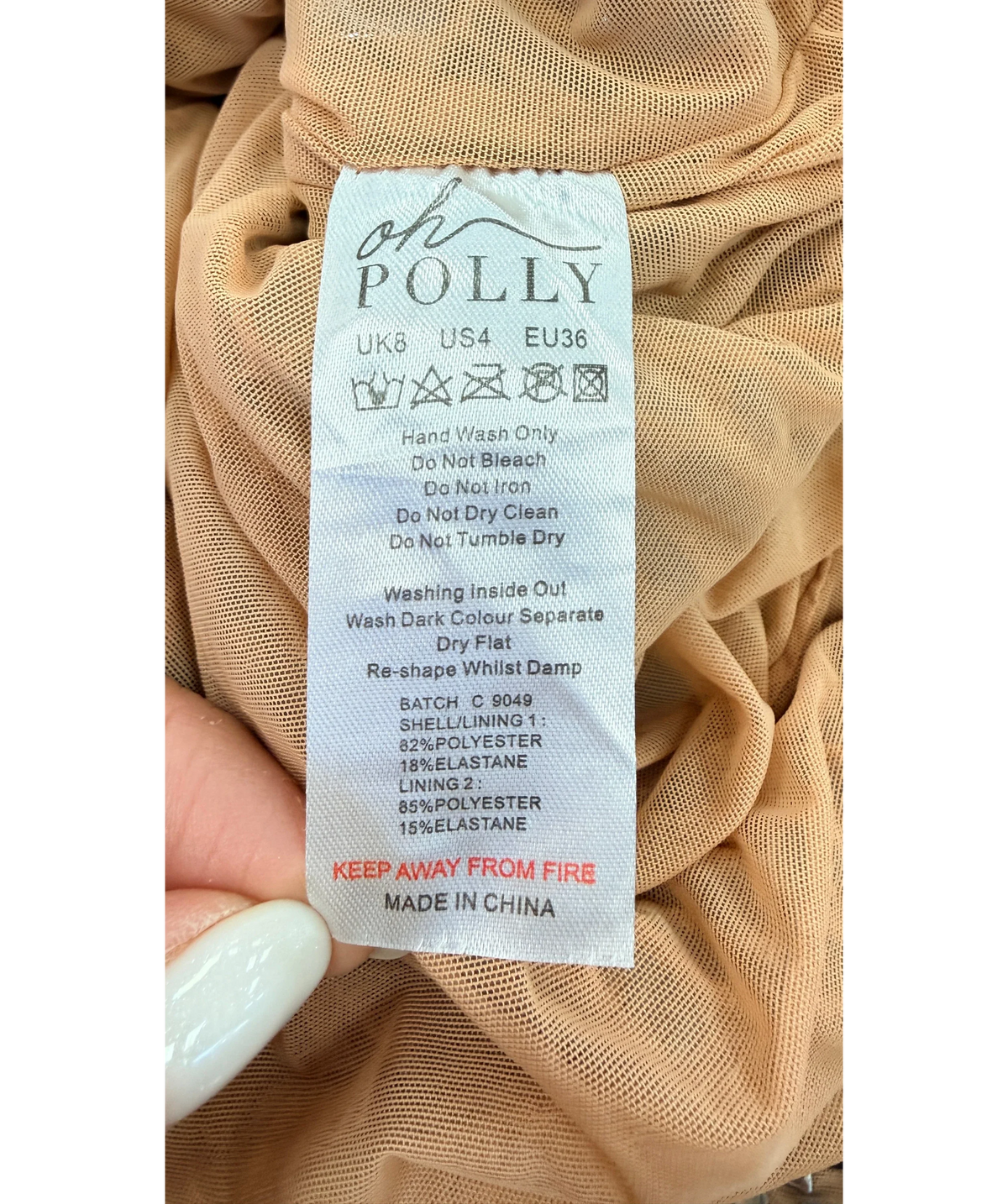 Oh Polly Beige Amaya Embellished Bandeau Maxi Dress Almond, size UK 8 — label
