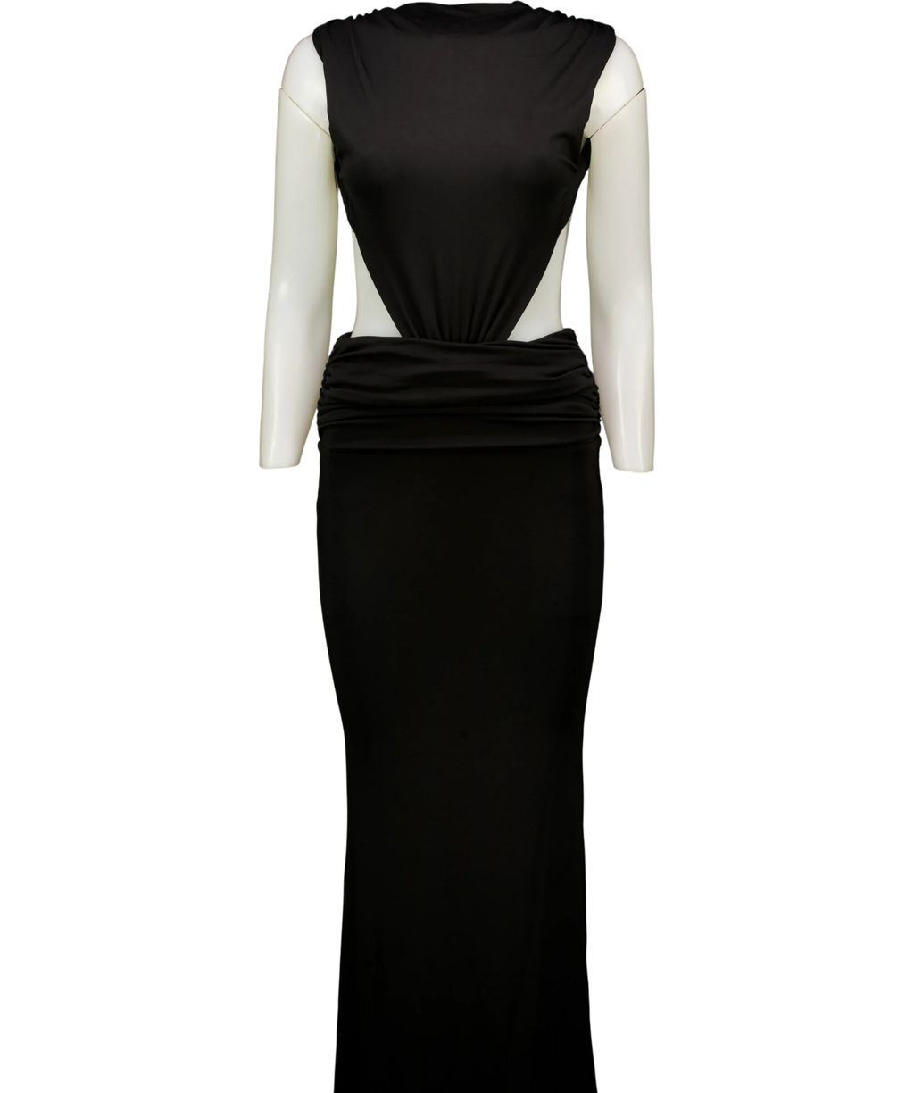 Babyboo Black Fenella High Neck Backless Maxi Dress Black, size UK S — front