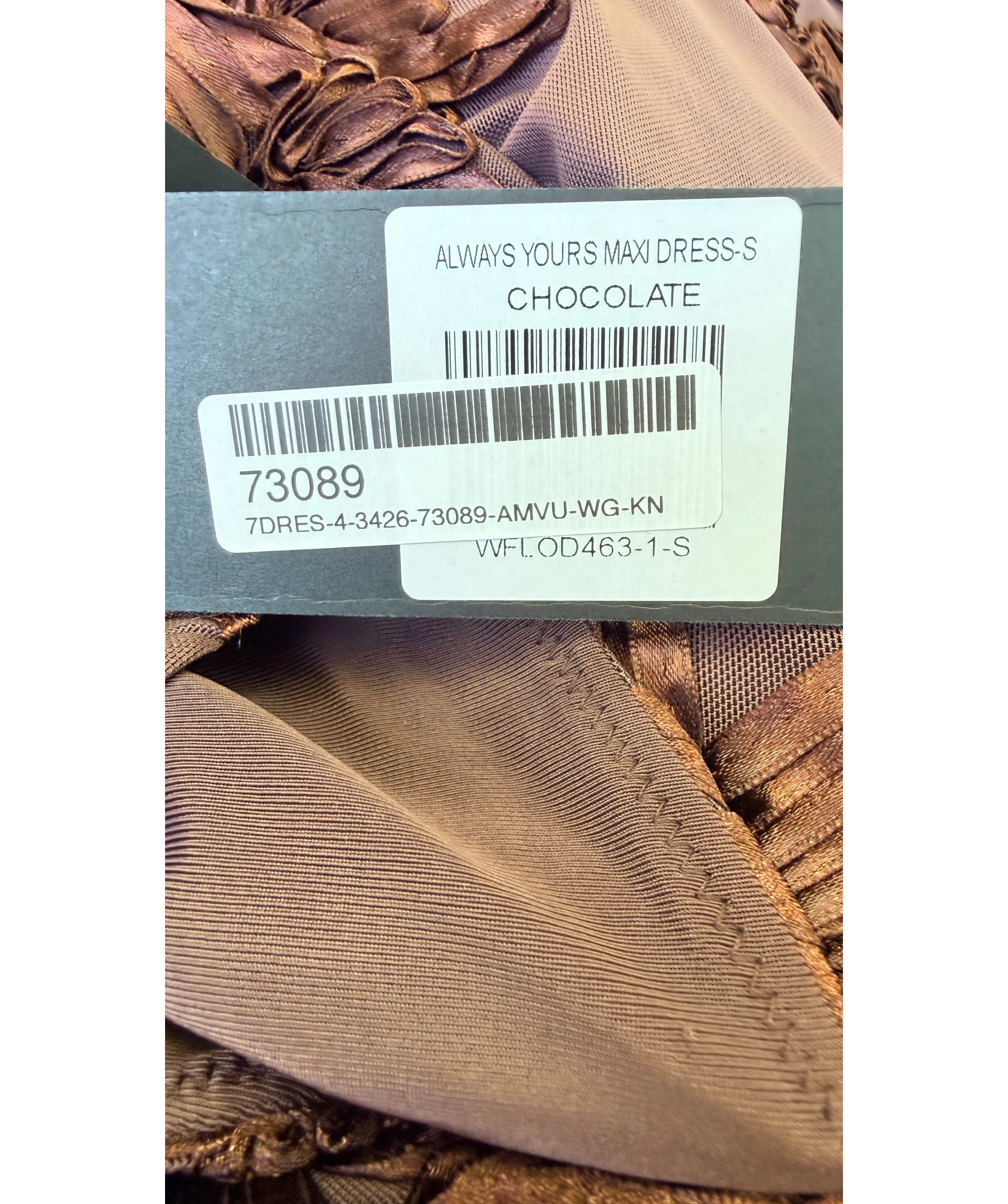 WHITE FOX Brown Always Yours Halter Neck Maxi Dress Chocolate  brown, size UK S — label