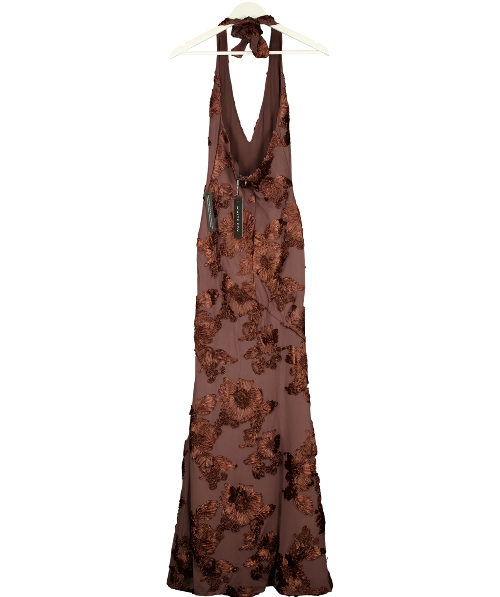WHITE FOX Brown Always Yours Halter Neck Maxi Dress Chocolate  brown, size UK S — back