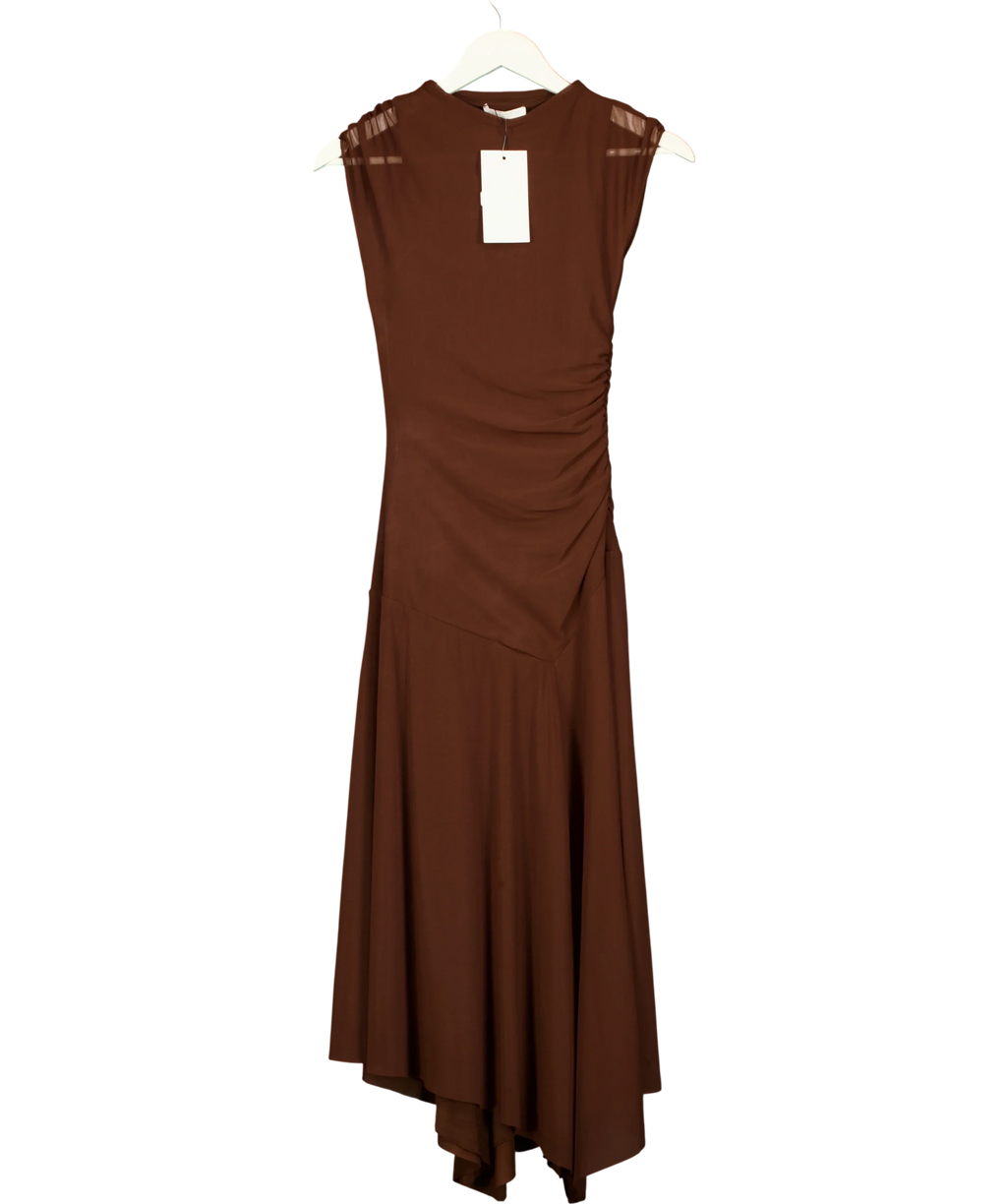 ZARA Brown Gathered Tulle Dress Chocolate Brown, size UK S — front