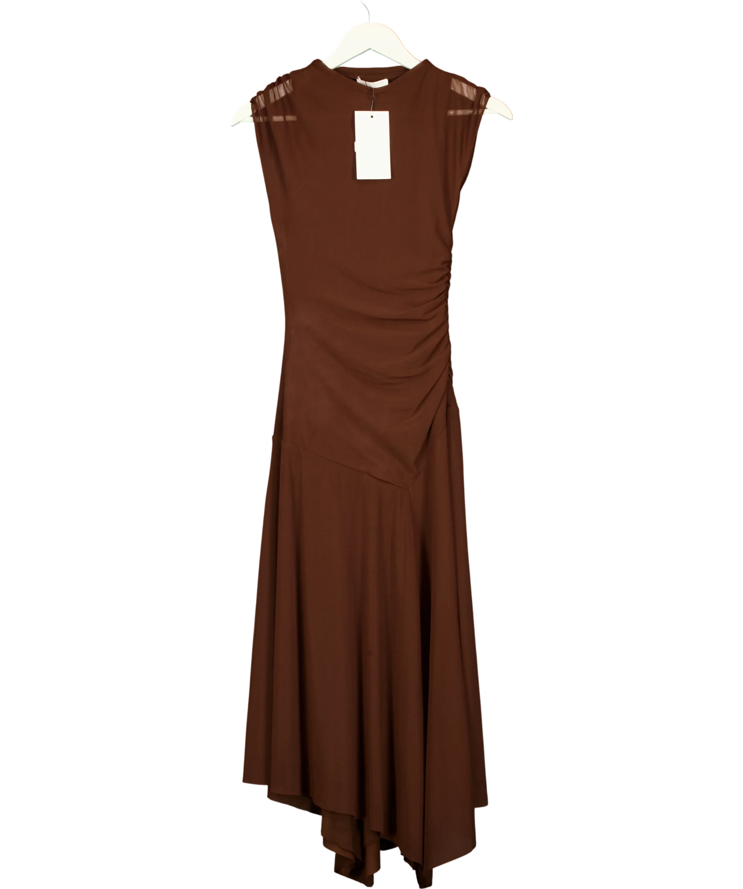ZARA Brown Gathered Tulle Dress Chocolate Brown, size UK S — front
