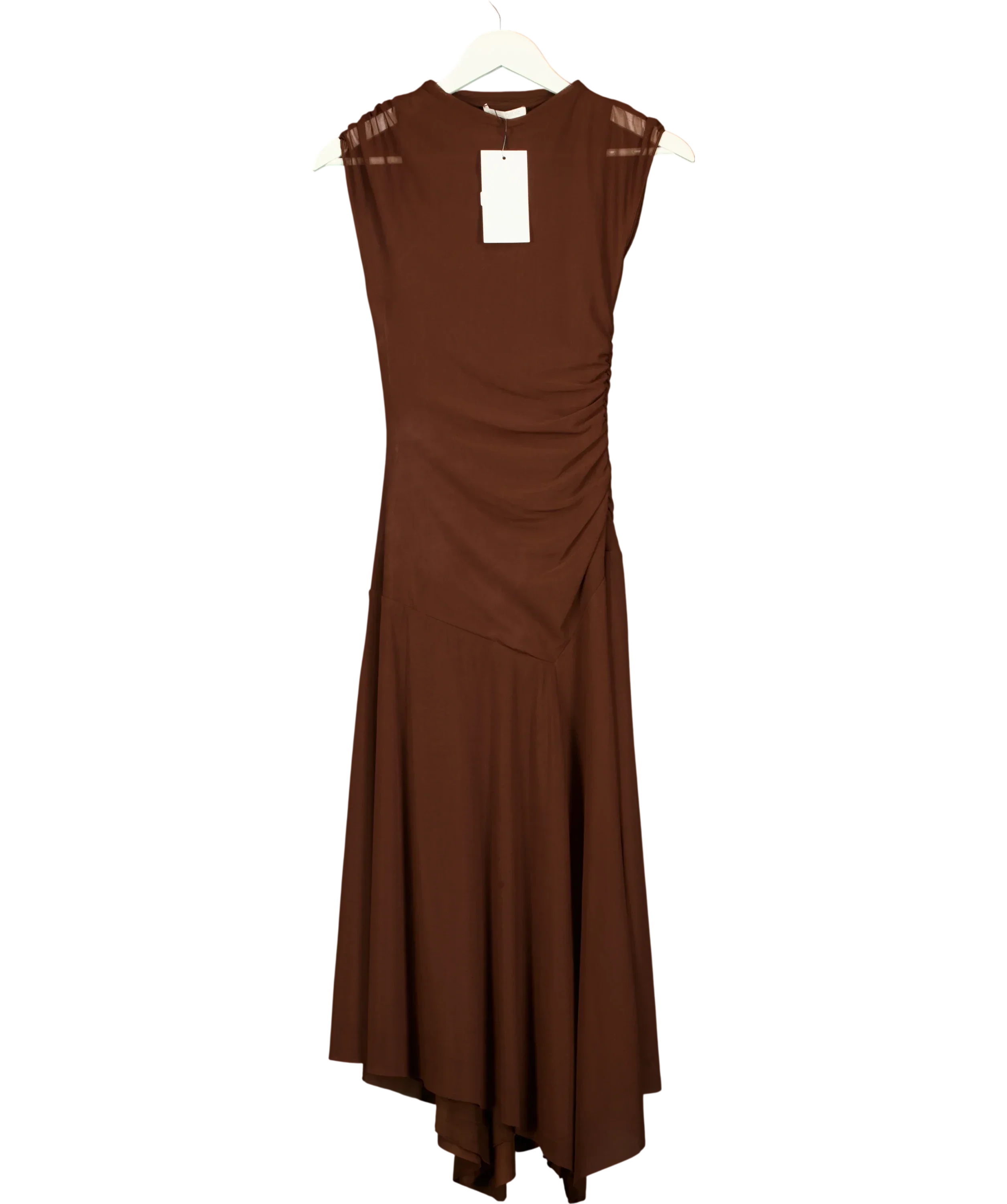 ZARA Brown Gathered Tulle Dress Chocolate Brown, size UK S — front