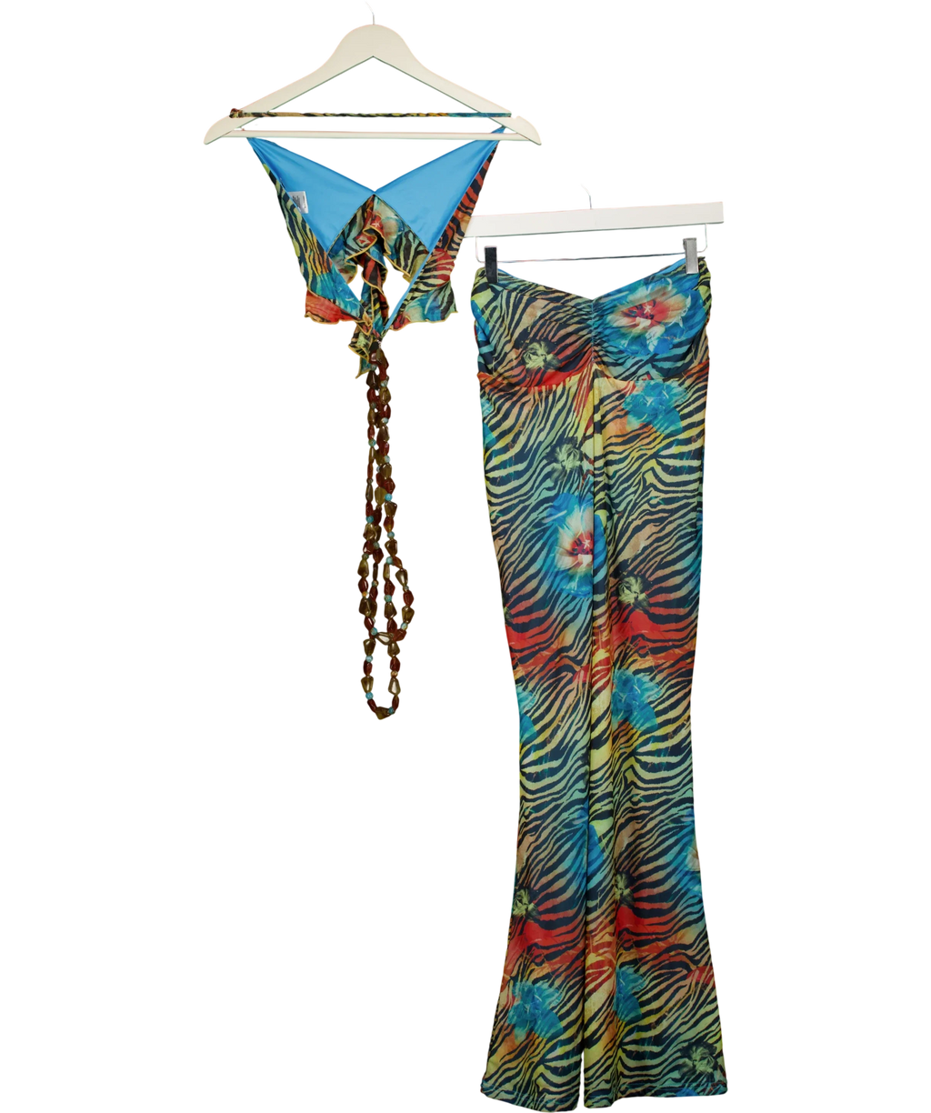 Outcast Multicoloured Gracy Halter Top and Maxi Skirt Set Zelion Print, size UK S — back