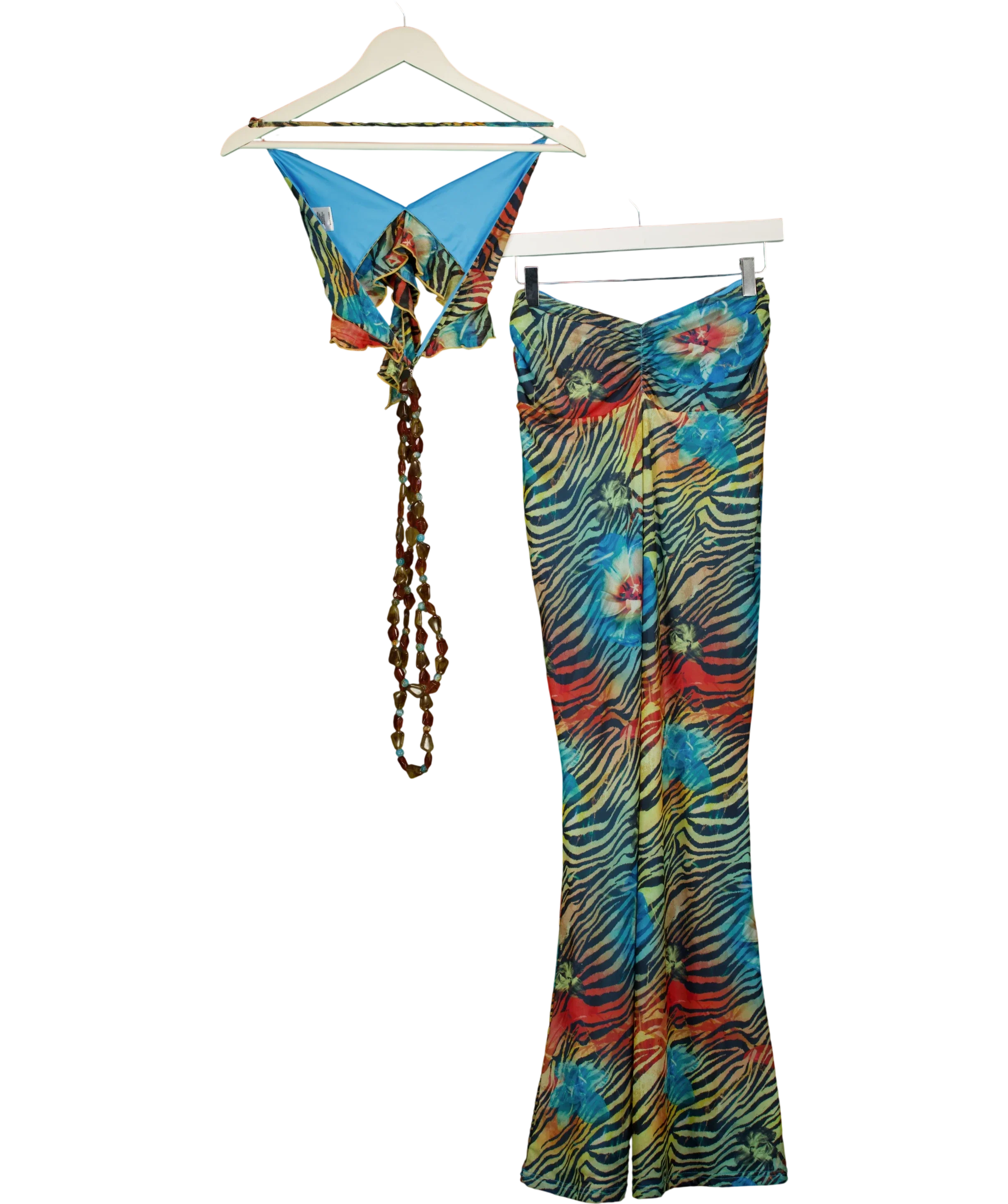 Outcast Multicoloured Gracy Halter Top and Maxi Skirt Set Zelion Print, size UK S — back