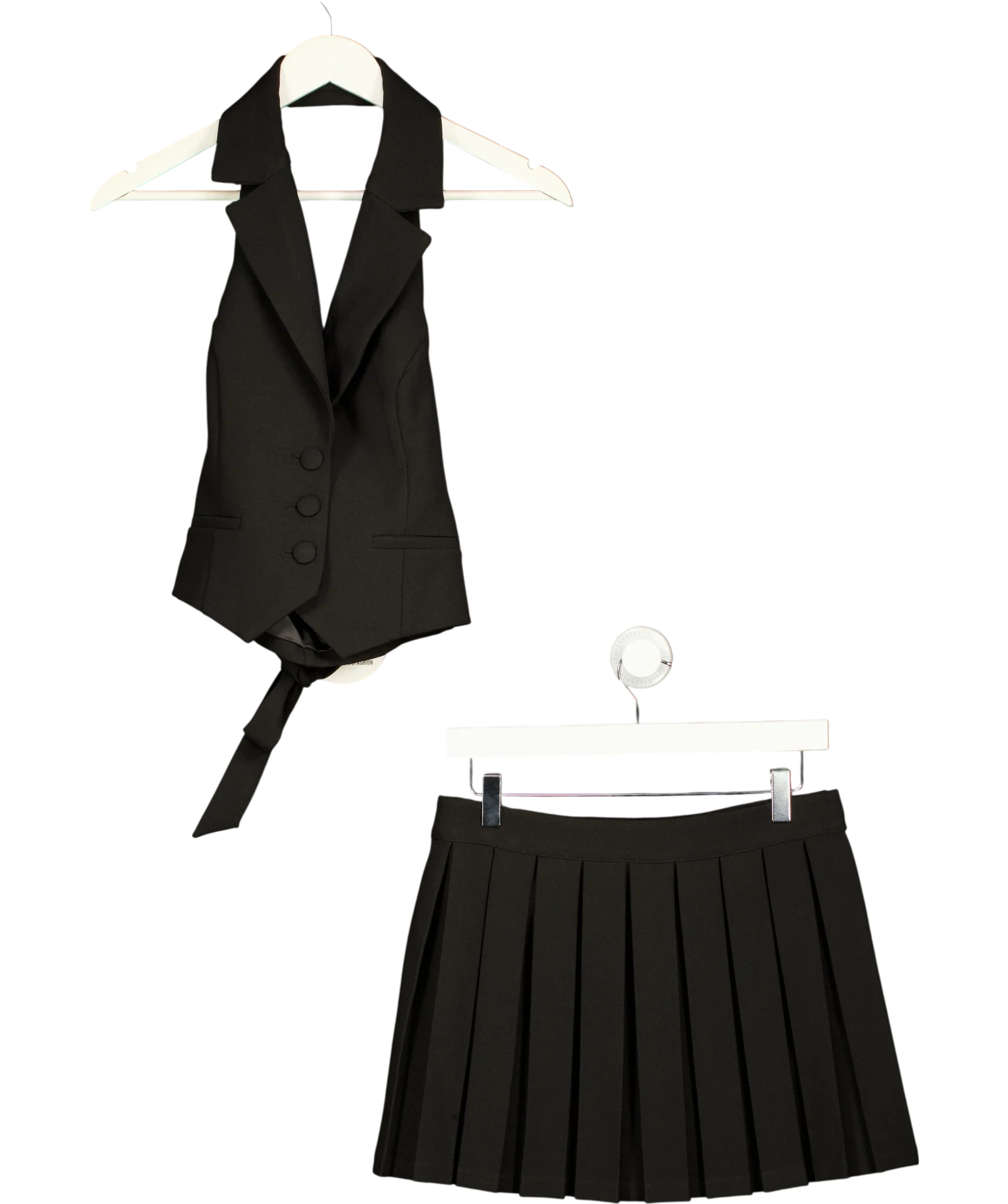 Babyboo Black Philippa Halter Waistcoat & Gretchen Skirt Set Black, size UK S — front