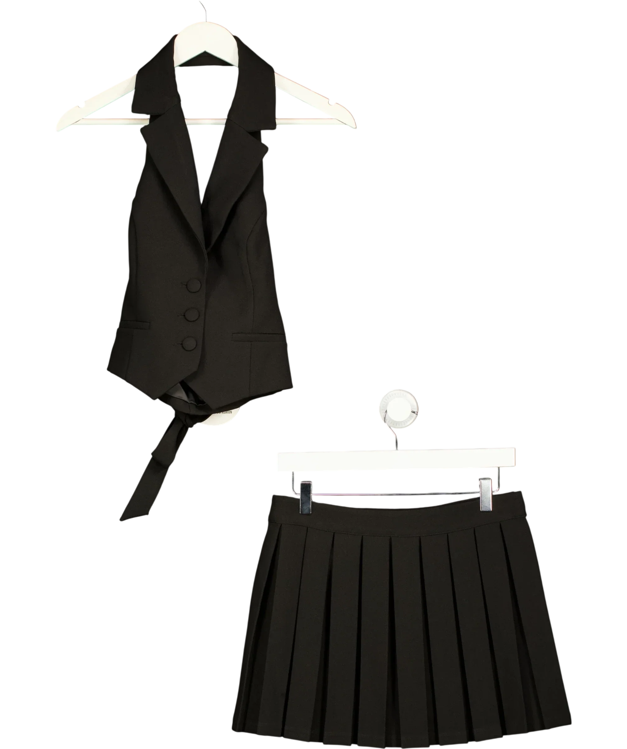 Babyboo Black Philippa Halter Waistcoat & Gretchen Skirt Set Black, size UK S — front