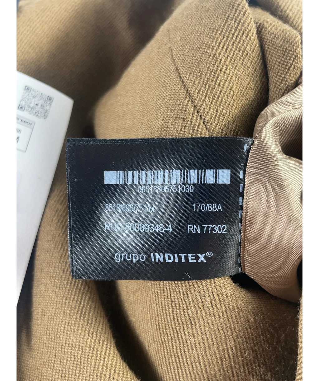 ZARA Green Limited Edition Wool Fitted Blazer & Trouser Set Tan Brown, size UK M — label