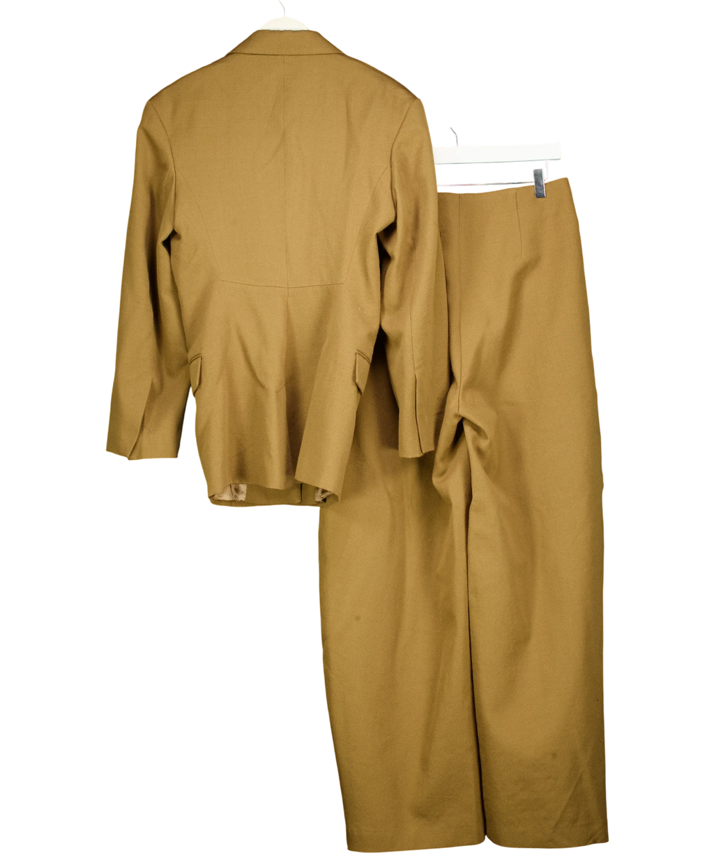 ZARA Green Limited Edition Wool Fitted Blazer & Trouser Set Tan Brown, size UK M — back
