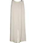 KAREN MILLEN White Petite Viscose Satin Wide Leg Trousers Ivory UK 10 — Front