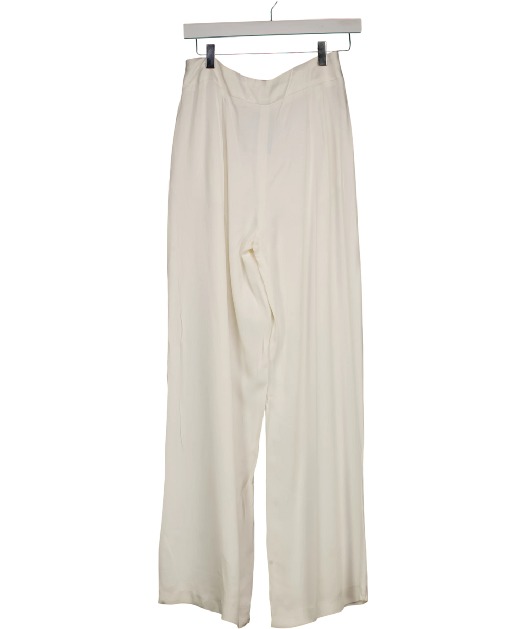 KAREN MILLEN White Petite Viscose Satin Wide Leg Trousers Ivory UK 10 — Back