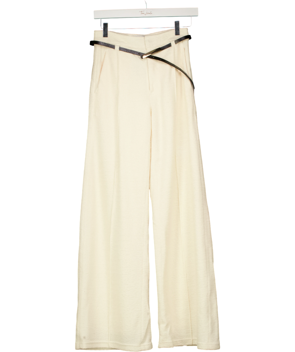 Fabrique X Miren Martinbes Cream Gallop Casual Trousers With Belt In Merino Wool UK XS — Front