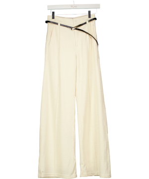 Fabrique X Miren Martinbes Cream Gallop Casual Trousers With Belt In Merino Wool UK XS