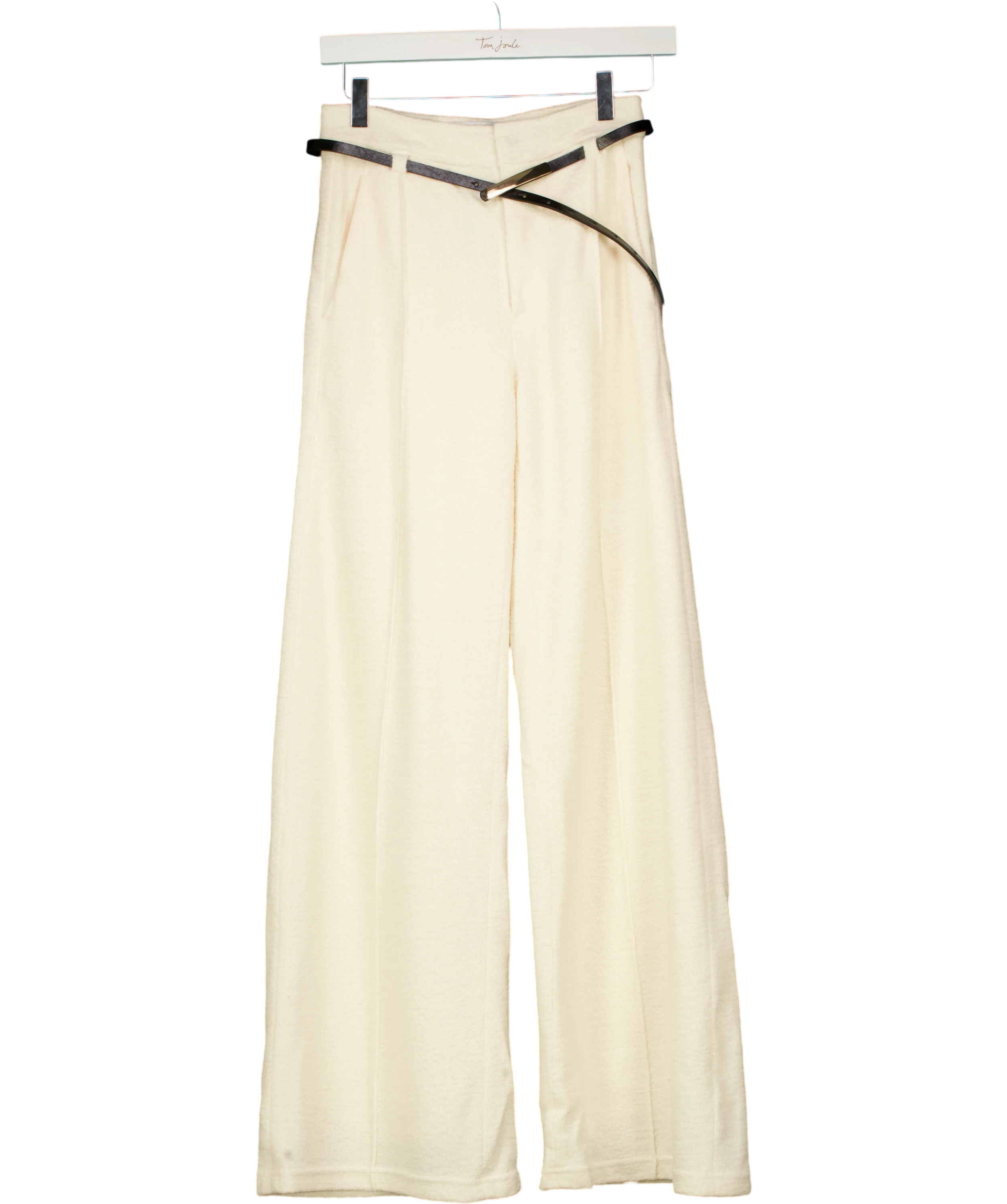 Fabrique X Miren Martinbes Cream Gallop Casual Trousers With Belt In Merino Wool UK XS — Front