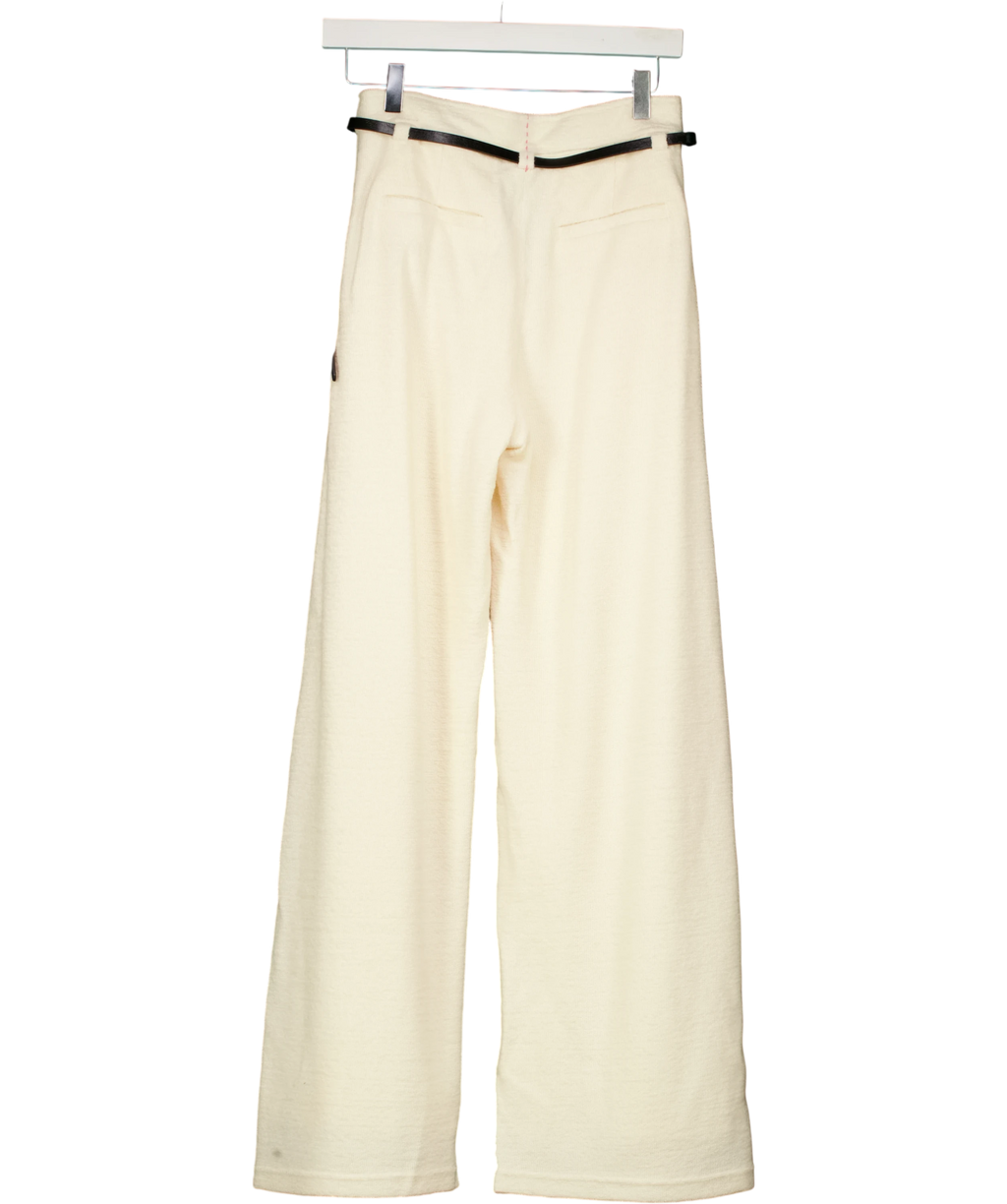 Fabrique X Miren Martinbes Cream Gallop Casual Trousers With Belt In Merino Wool UK XS — Back