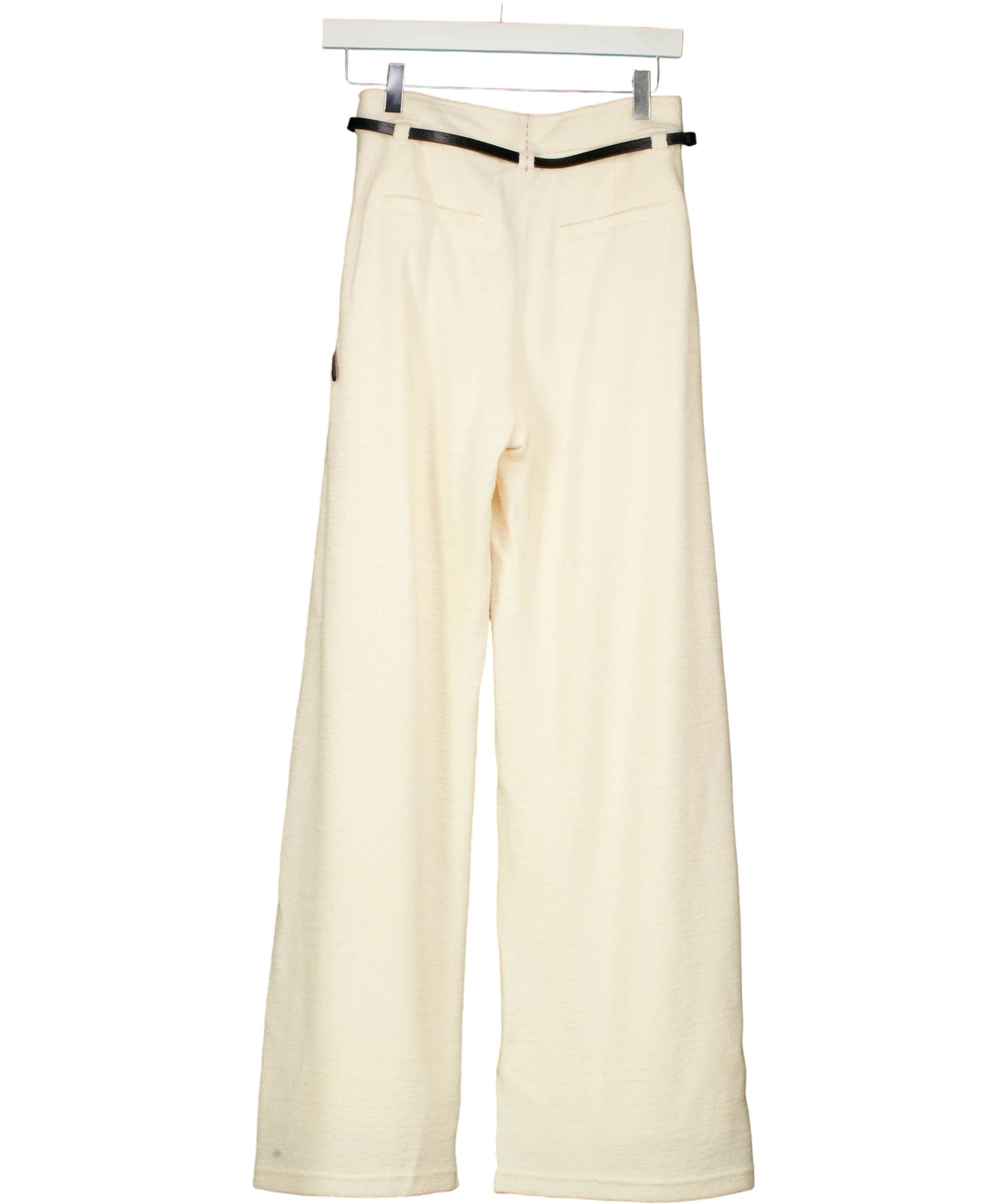 Fabrique X Miren Martinbes Cream Gallop Casual Trousers With Belt In Merino Wool UK XS — Back