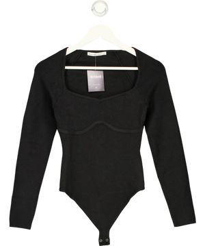 ABERCROMBIE & FITCH Blue Elevated Ribbed Knit Sweetheart Long-sleeve Bodysuit UK S