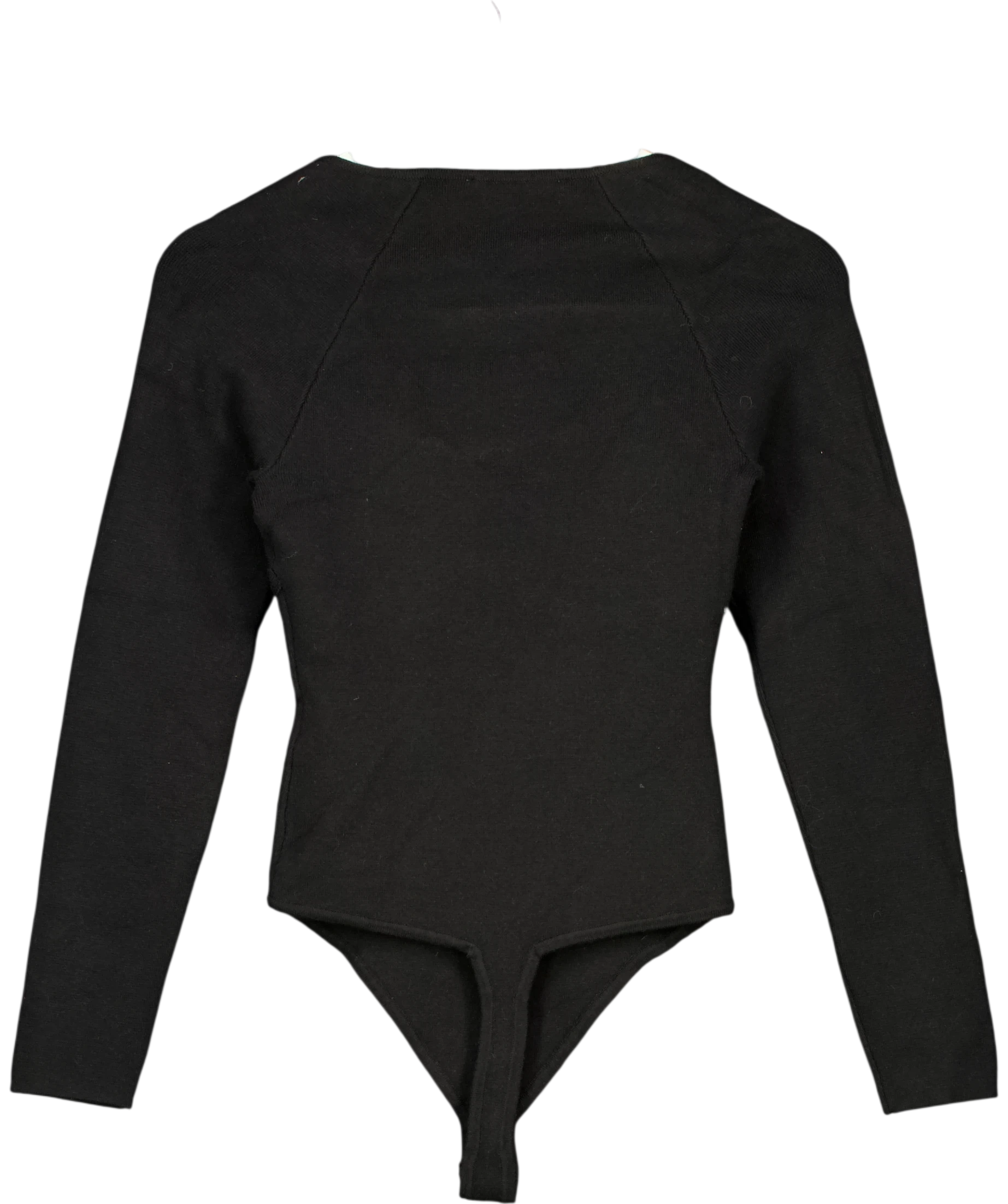 ABERCROMBIE & FITCH Blue Elevated Ribbed Knit Sweetheart Long-sleeve Bodysuit UK S — Back