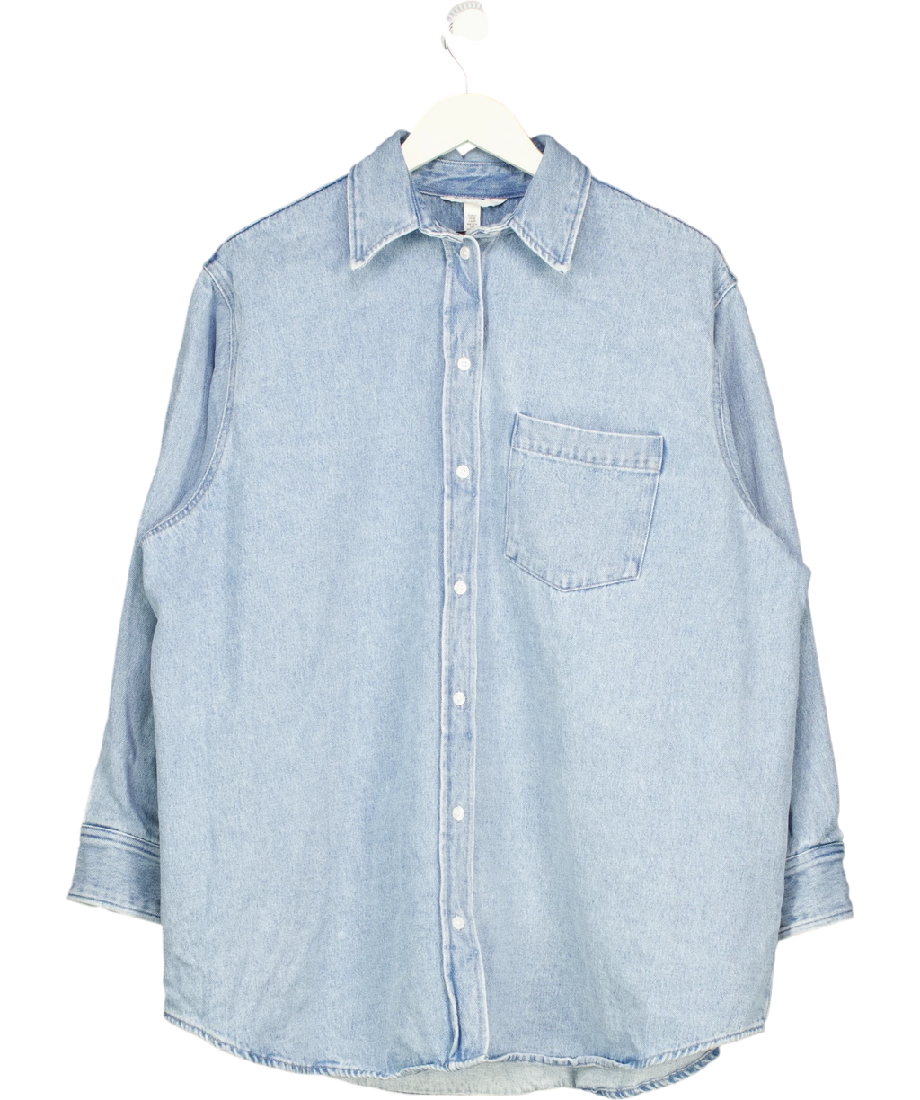 H&M Blue Oversize Denim Shirt UK XS — Front