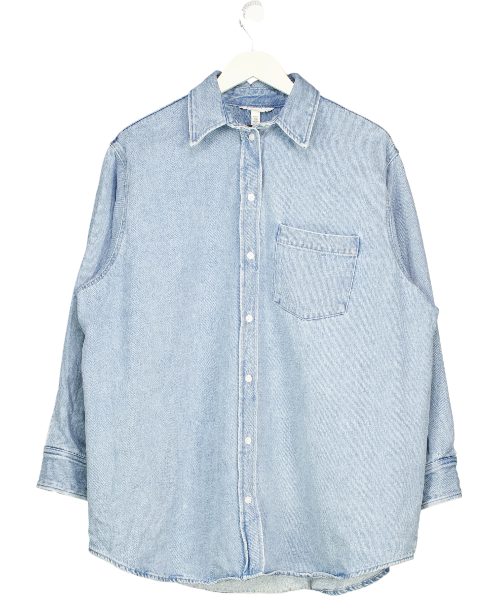 H&M Blue Oversize Denim Shirt UK XS — Front