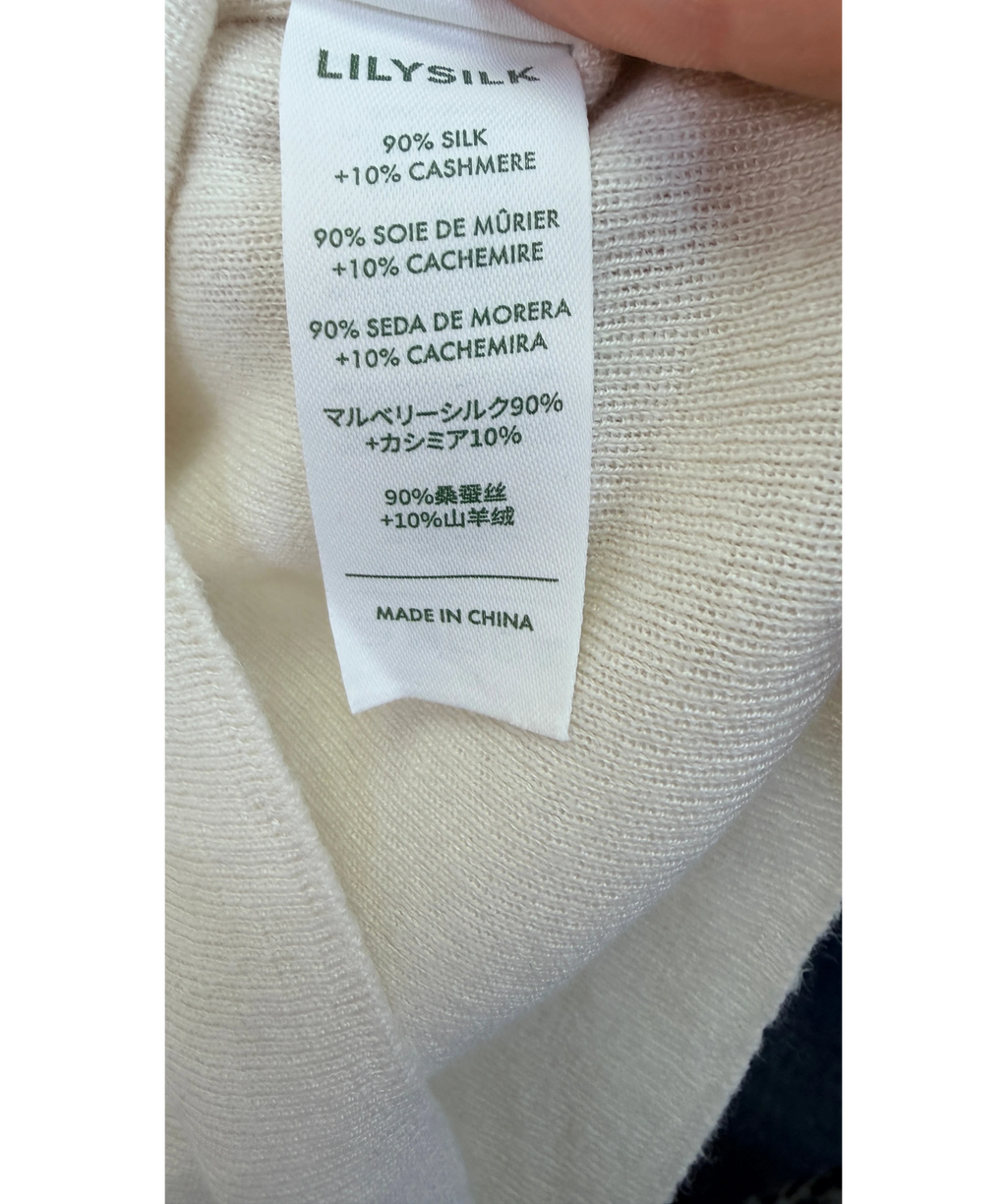 LILYSILK Seamless Silk-cashmere Blend Roll Neck Jumper Cream UK XS