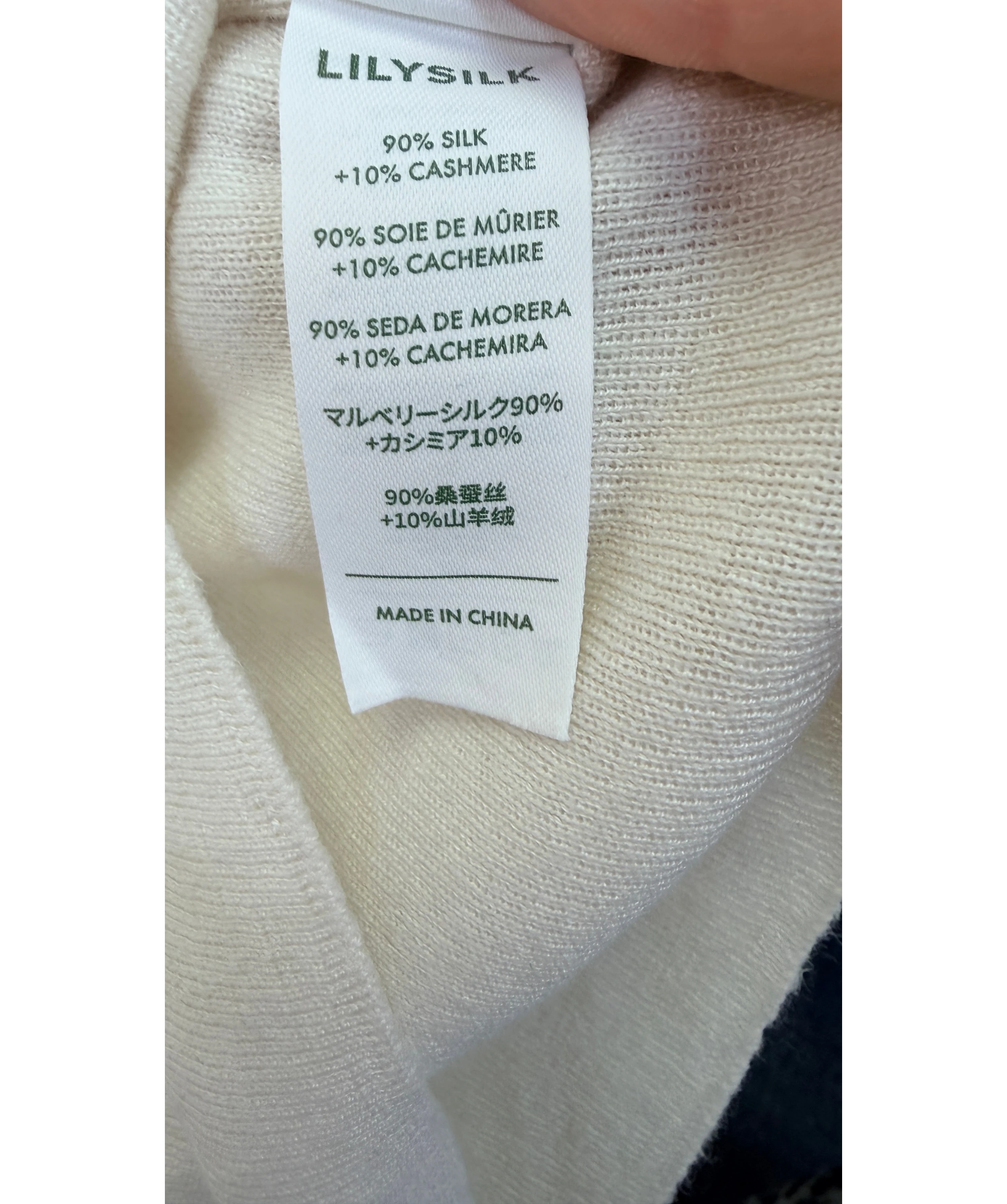 LILYSILK Seamless Silk-cashmere Blend Roll Neck Jumper Cream UK XS