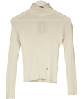 LILYSILK Seamless Silk-cashmere Blend Roll Neck Jumper Cream UK XS