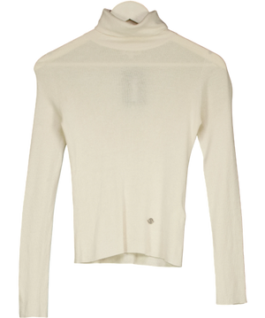 LILYSILK Seamless Silk-cashmere Blend Roll Neck Jumper Cream UK XS