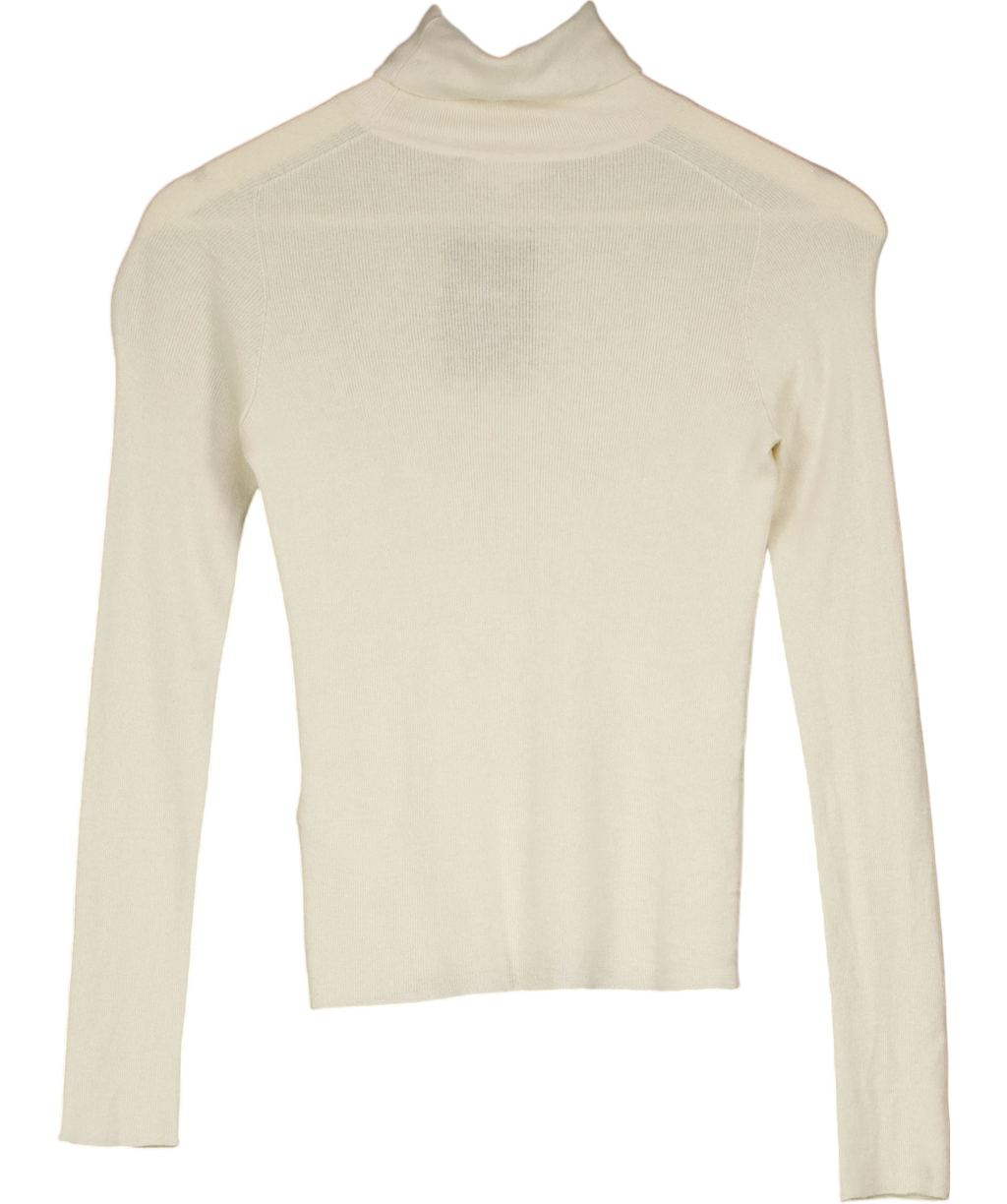 LILYSILK Seamless Silk-cashmere Blend Roll Neck Jumper Cream UK XS