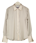 NA-KD Cream X Claire Rose Striped Satin Shirt 34 UK 6