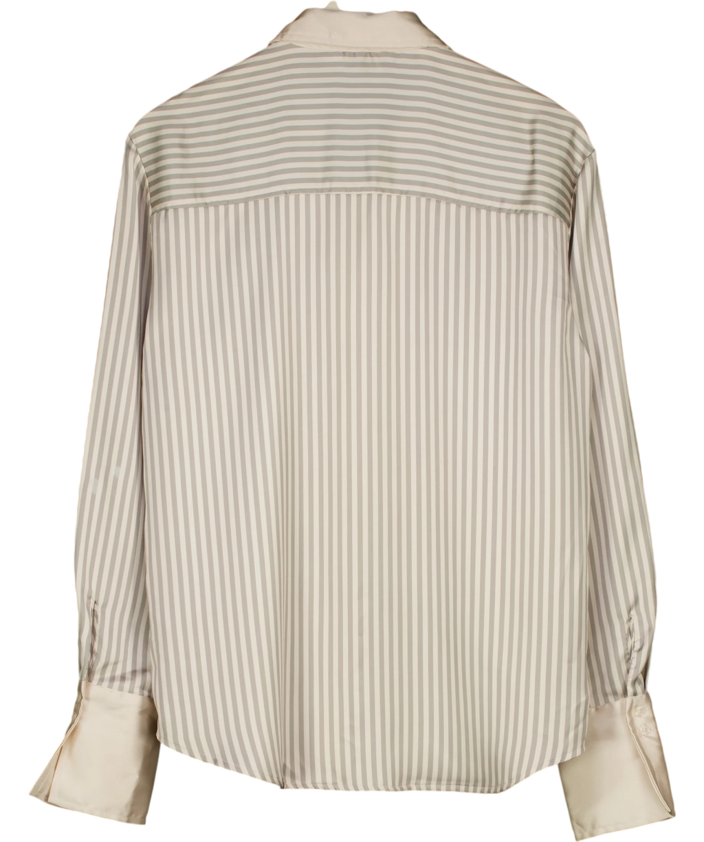 NA-KD Cream X Claire Rose Striped Satin Shirt 34 UK 6