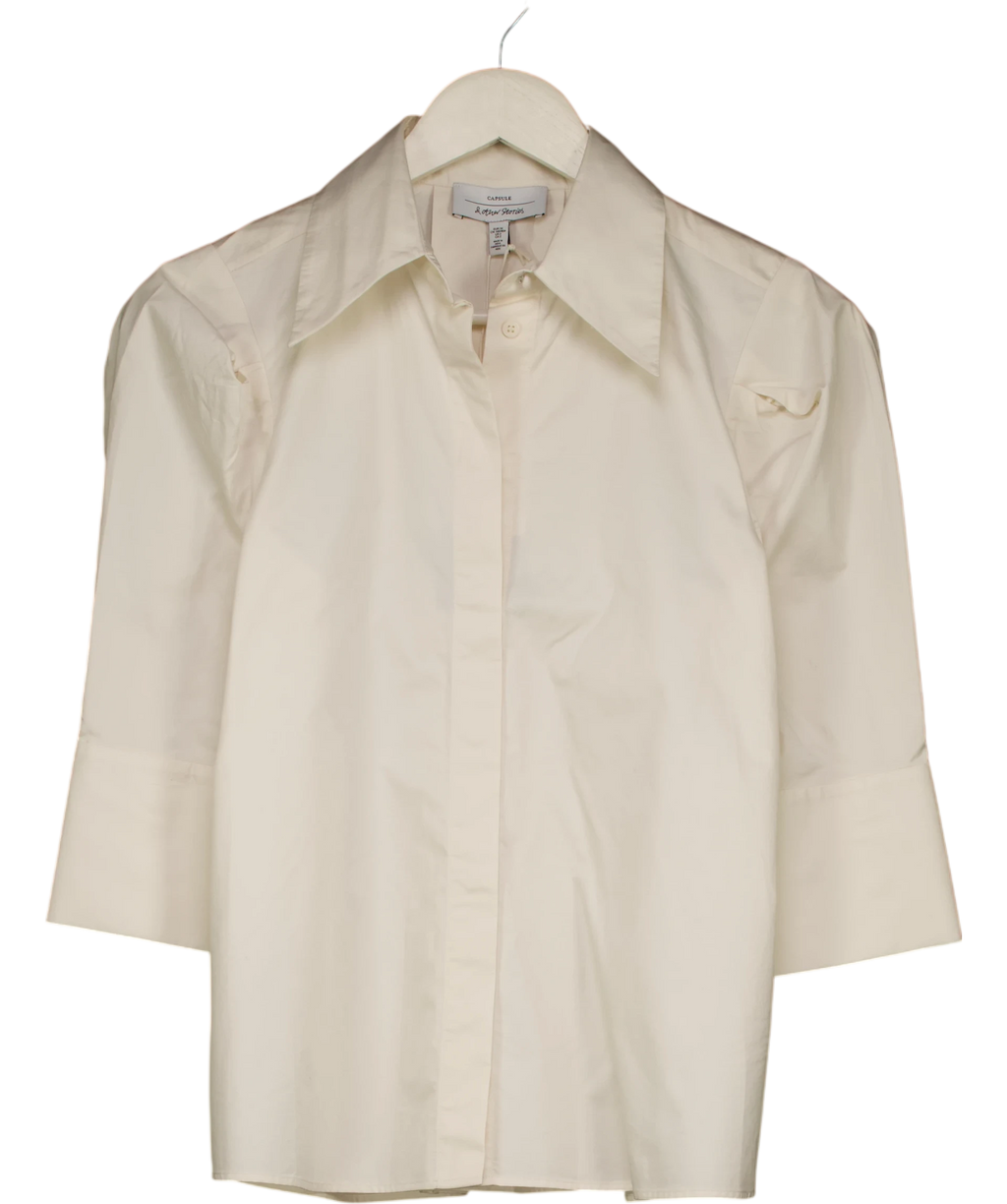& OTHER STORIES Cream Bow-detailed Blouse UK 6 — Front