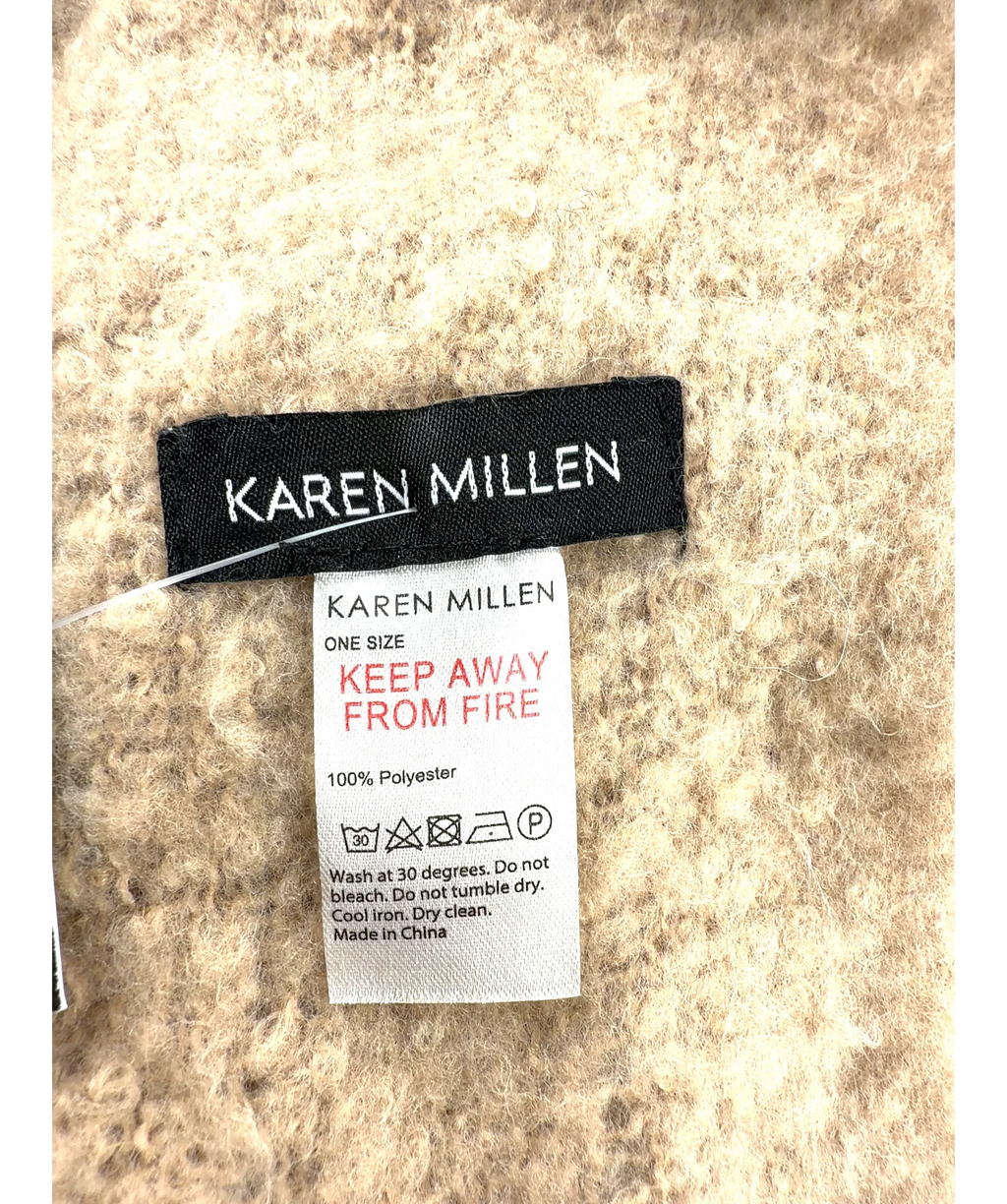 Karen Millen Beige Fringe Fuzzy Scarf One Size — Size