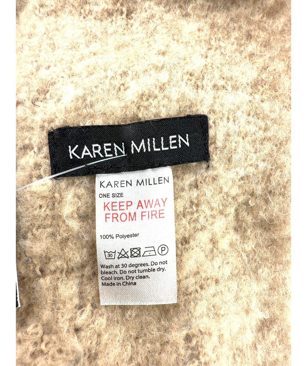 Karen Millen Beige Fringe Fuzzy Scarf One Size — Size