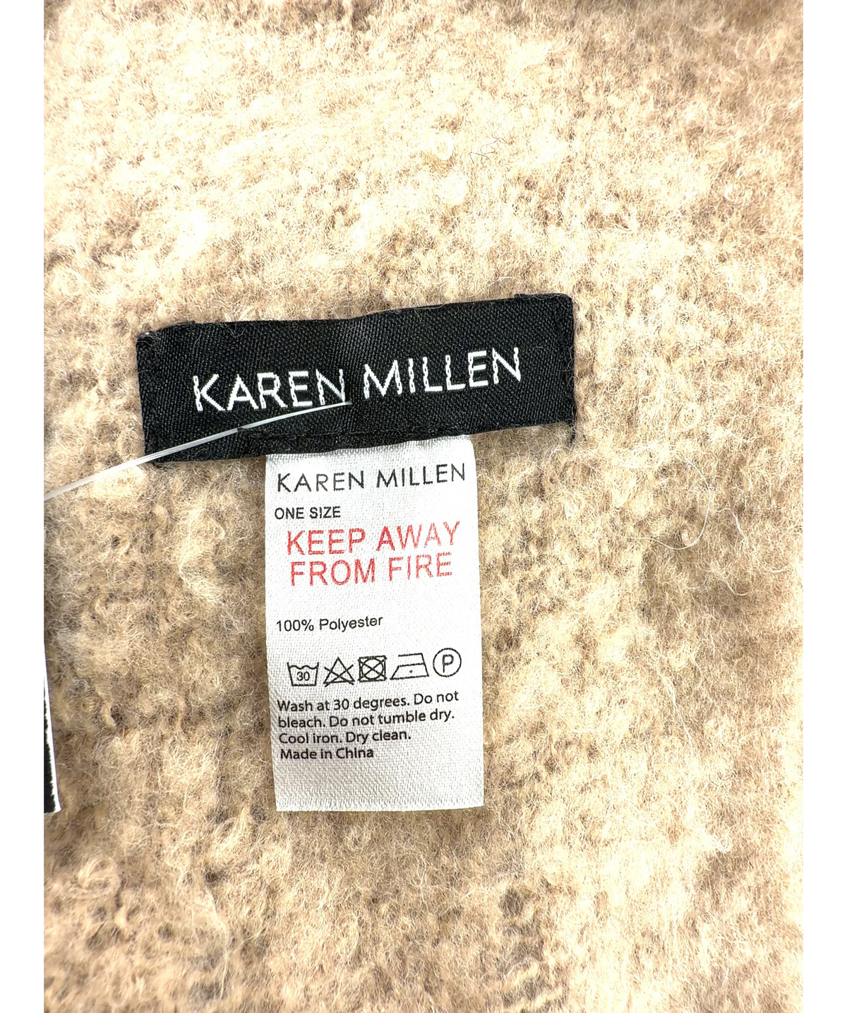 Karen Millen Beige Fringe Fuzzy Scarf One Size — Materials