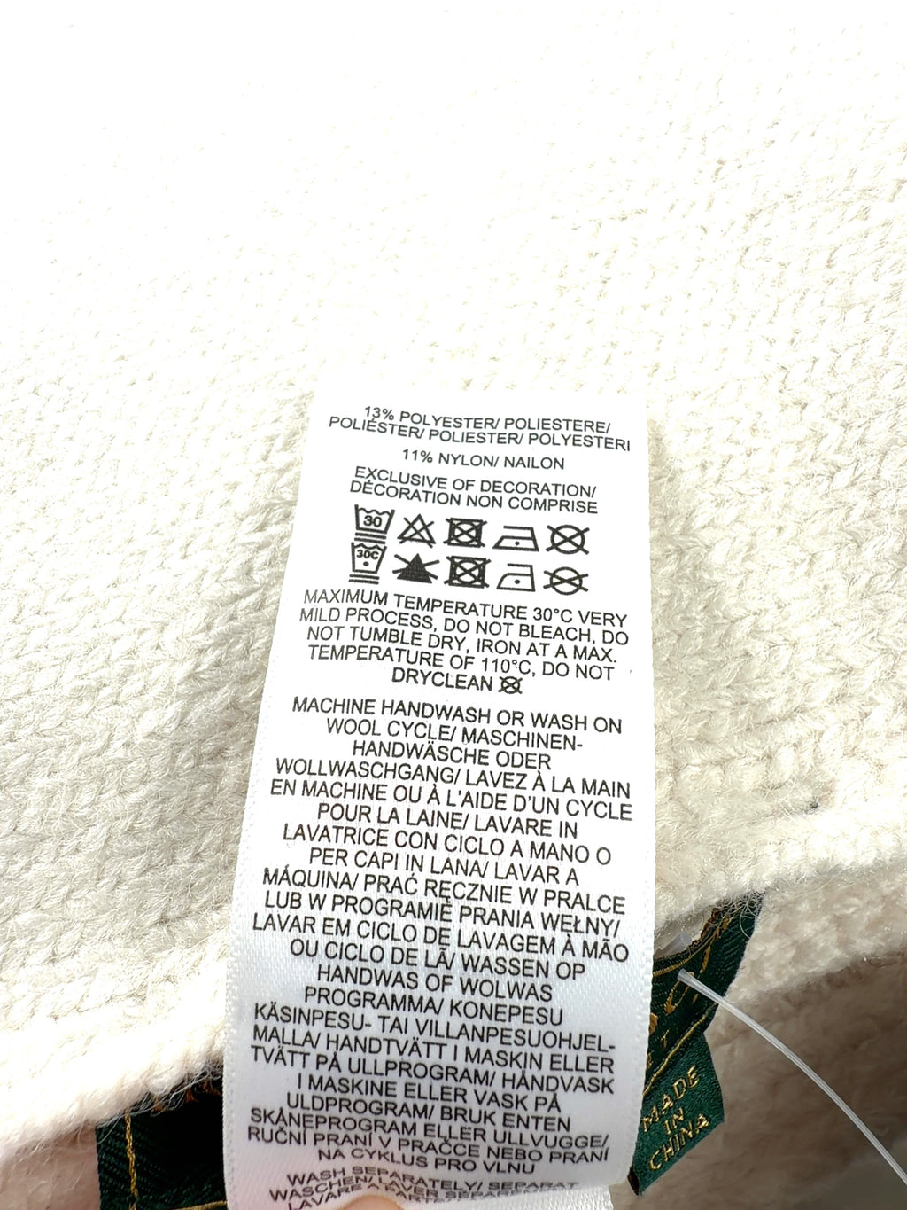 HOLLAND COOPER Cream Elle Scarf — care label