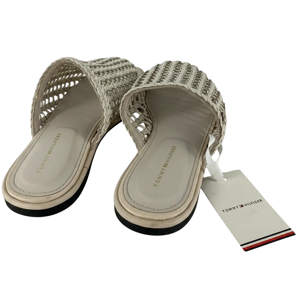 Tommy Hilfiger Cream Woven Flat Mules, size UK 5 EU 38 👠 — back