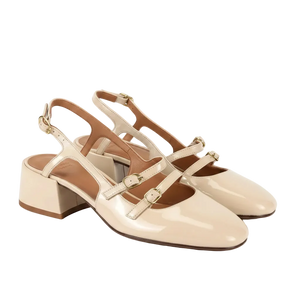 Sezane Paula Babies Cream Patent Heels UK 5 EU 38