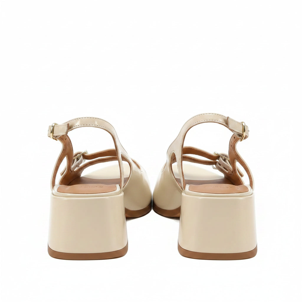 Sezane Cream Paula Babies Cream Patent Heels, size UK 5 EU 38 👼 — back