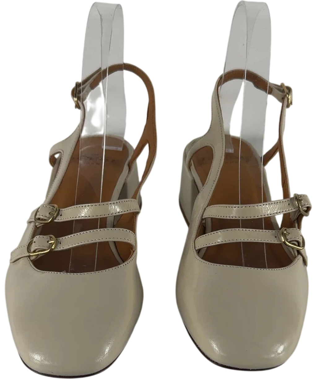 Sezane Paula Babies Cream Patent Heels UK 5 EU 38 — Front (both, face on)
