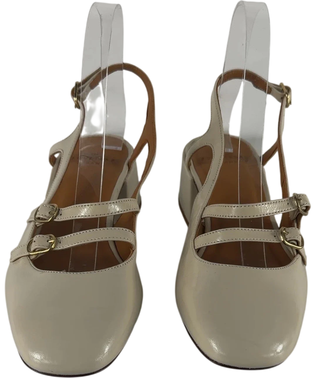 Sezane Paula Babies Cream Patent Heels UK 5 EU 38 — Front (both, face on)